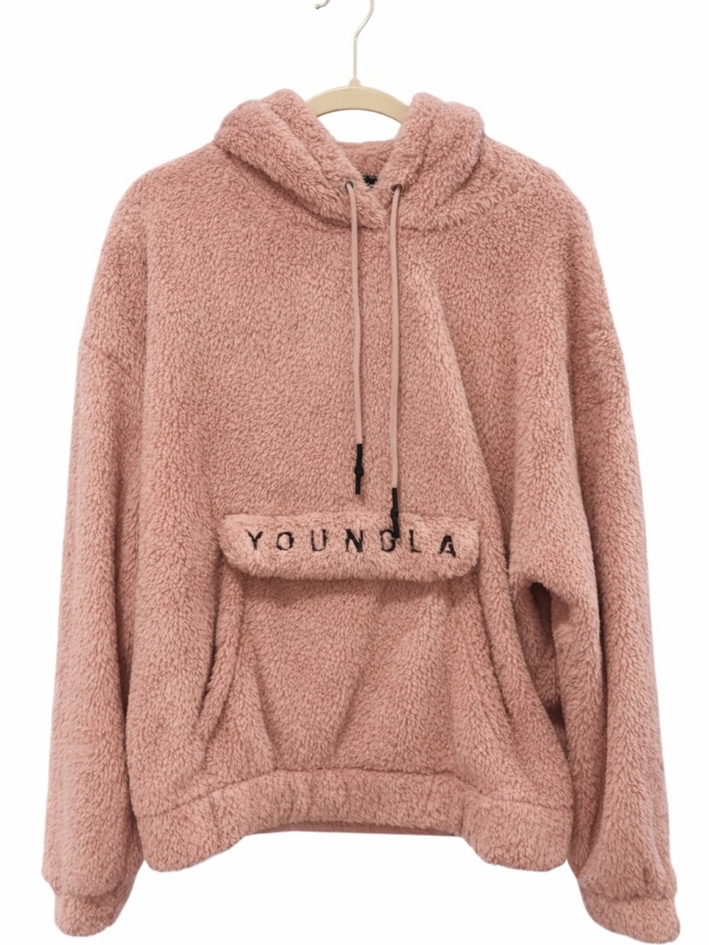 YoungLa Kangaroo Teddy Fleece Sherpa Hoodie Salmon Pink Men's XL